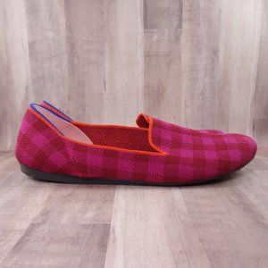 Rothys Loafers Womens 10.5 The Loafer Pink Plaid Knit Flats Machine Washable